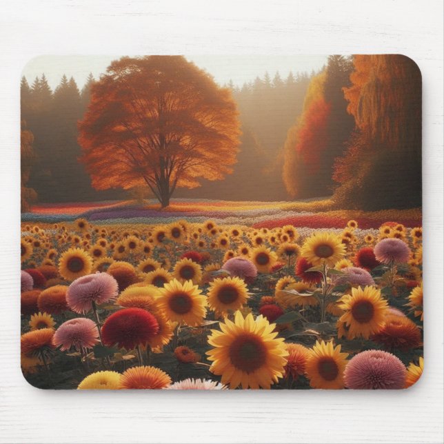 Autumn trees/field with mums mouse mat (Front)