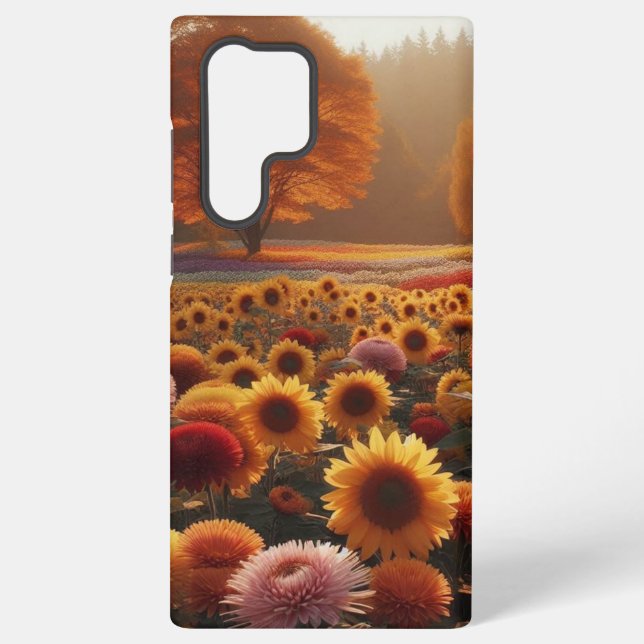 Autumn trees/field with mums samsung galaxy s22 ultra case (Back)