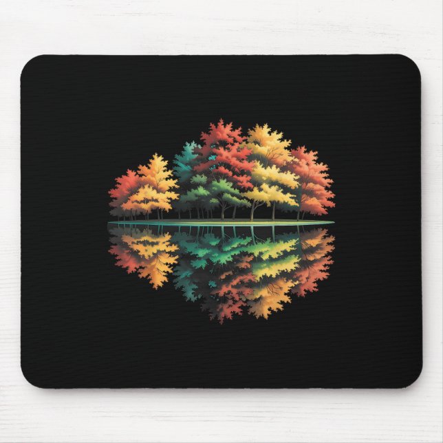 Autumn Trees Forest Reflection Nature Lover Fall F Mouse Mat (Front)