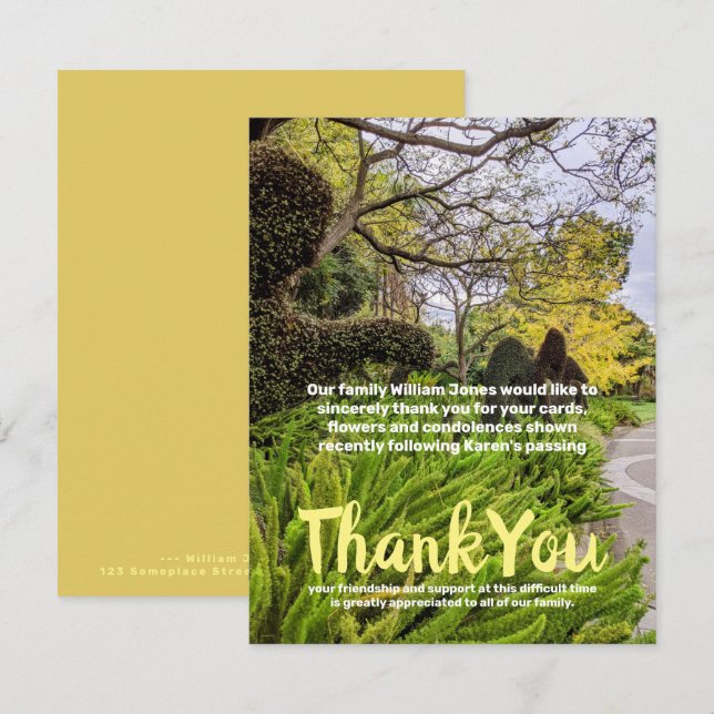 Autumn trees Green Yellow Nature  Thank You Card (Front/Back)