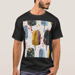 Autumn Trees: Hand Painted Watercolor Seamless T-Shirt