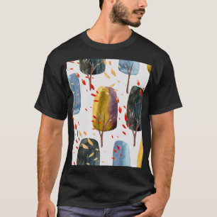 Autumn Trees: Hand Painted Watercolor Seamless T-Shirt