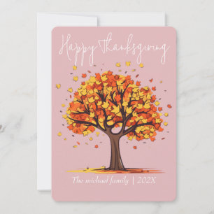  autumn trees happy thanksgiving   Family & Friend Holiday Card