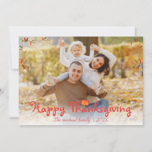 autumn trees happy thanksgiving Family photo Holiday Card
