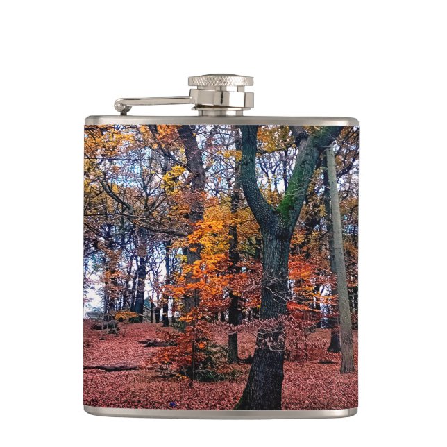 Autumn trees hip flask (Front)
