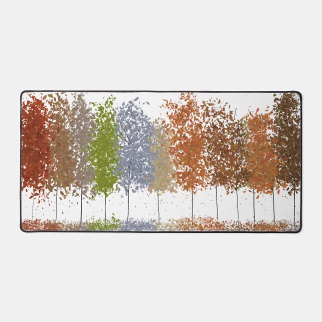 Autumn Trees in a Row Desk Mat (Front)