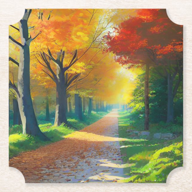Autumn Trees in the Forest-33657 Paper Coaster (Front)