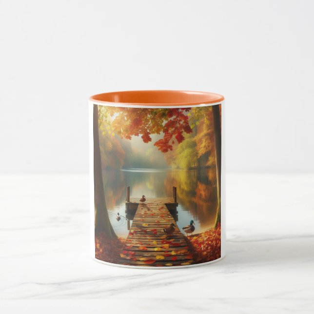 Autumn trees & lake with ducks mug (Center)