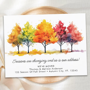 Autumn Trees New Address We've Moved Fall Moving Announcement Postcard