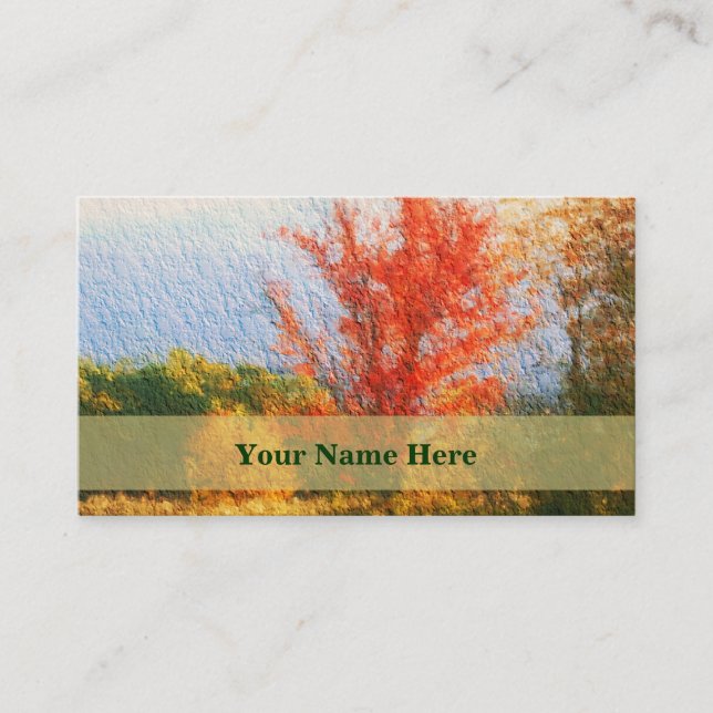 Autumn Trees Painting Nature Business Card (Front)
