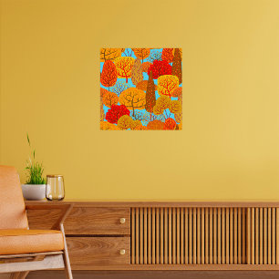 Autumn Trees Pattern Fall Foliage  Poster
