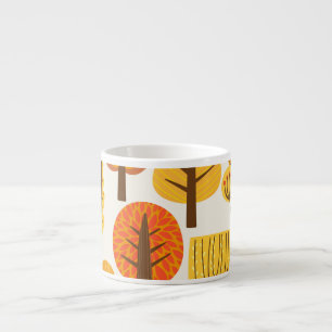 Autumn trees, seamless pattern. espresso cup