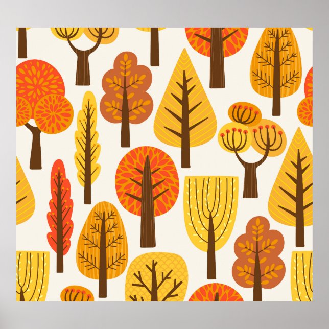 Autumn trees, seamless pattern. poster (Front)