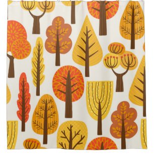 Autumn trees, seamless pattern. shower curtain