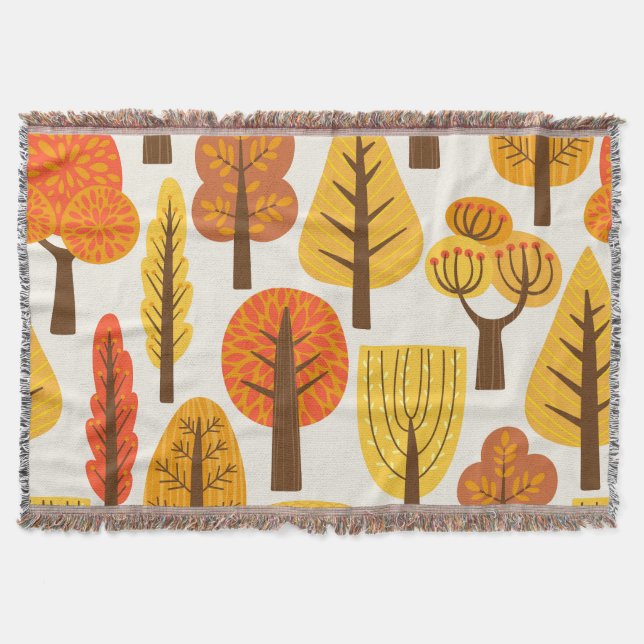 Autumn trees, seamless pattern. throw blanket (Front)