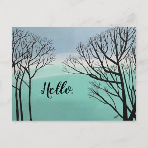 Autumn Trees Silhouette Sky Clouds Hello Postcards