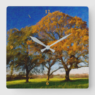 Autumn Trees Square Wall Clock