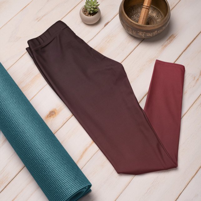 Autumn Trend Colour Crimson Red Ombre Leggings (Mockup 1 Crimson Red)
