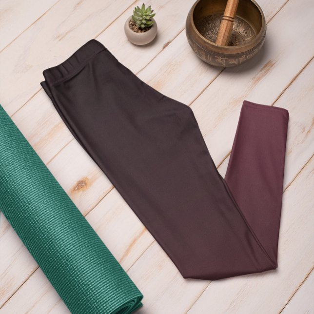 Autumn Trend Colour Red Wine Ombre Leggings (Mockup 1 Dark Red Wine)