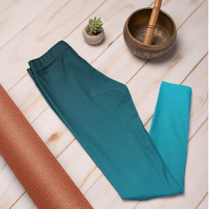 Autumn Trend Colour Vivid Cyan Ombre Leggings