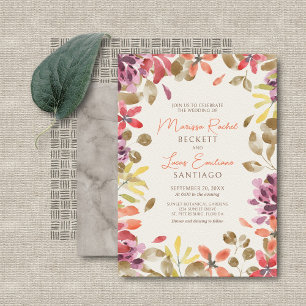 Autumn Tropical Floral Abstract Wedding Invitation