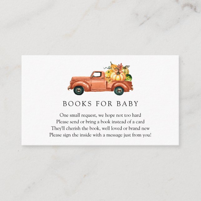 Autumn Truck Drive By Baby Shower Enclosure Card (Front)