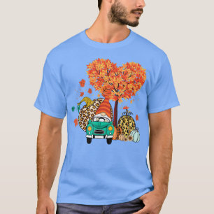 Autumn Truck Gnomes Leopard Pumpkin Fall Leaves Th T-Shirt