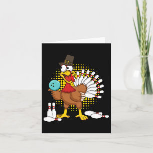 Autumn Turkey Funny Thanksgiving Turkey Bowling Card