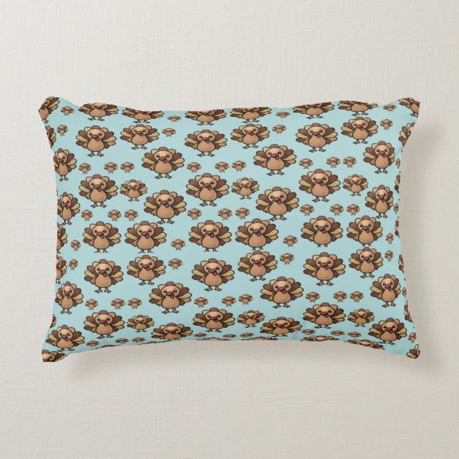 Autumn Turkey Pattern Pillow – Festive Thanksgivin (Front)