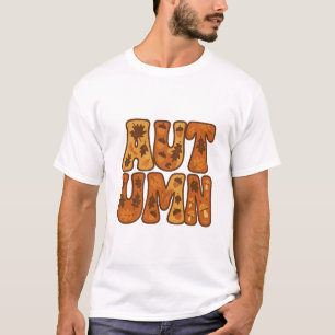 Autumn Typography Design with Leaves and Acorns T-Shirt