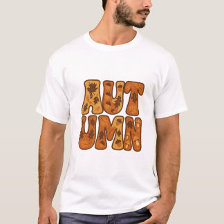 Autumn Typography Design with Leaves and Acorns T-Shirt