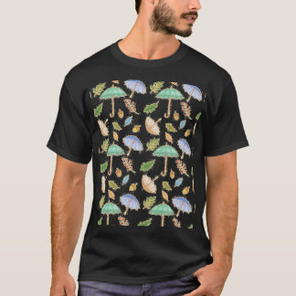 Autumn Umbrella Pattern HandDrawn Fall Leaves and  T-Shirt
