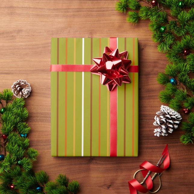 Autumn Vertical Coloured Striped  Wrapping Paper (Holiday Gift)