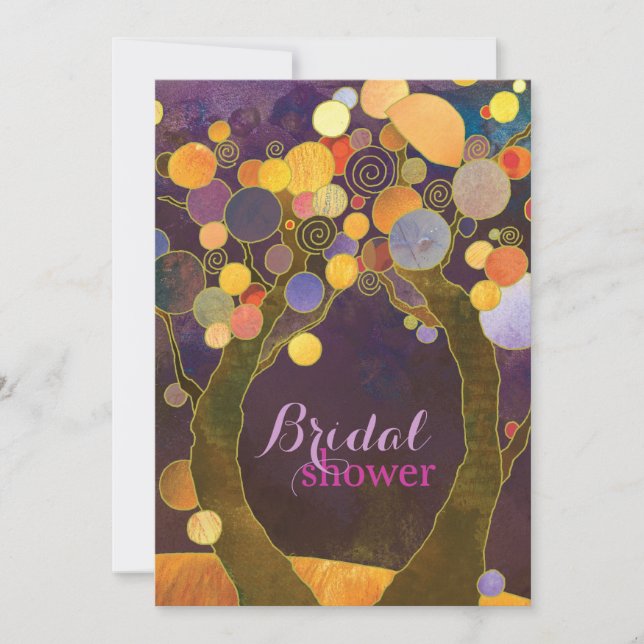 Autumn Vibe Purple Bridal Shower Invitation (Front)