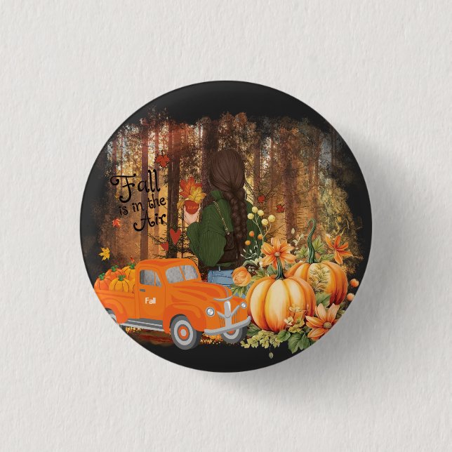Autumn Vibes, A Car Loaded With Pumpkin 3 Cm Round Badge (Front)