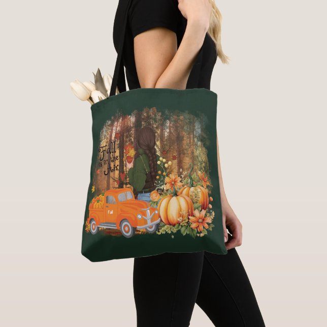 Autumn Vibes, A Car Loaded With Pumpkin Tote Bag (Close Up)