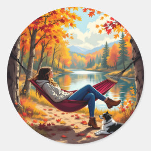 Autumn Vibes and Fall Blessings Classic Round Sticker