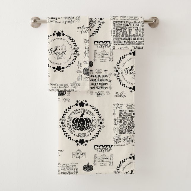 Autumn Vibes Bathroom Towel Set (Insitu)