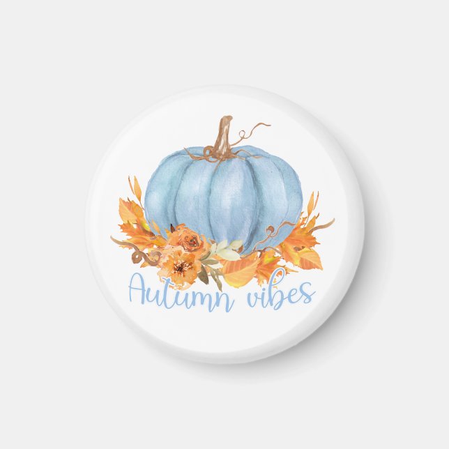 Autumn Vibes Blue Pumpkin Magnet (Front)