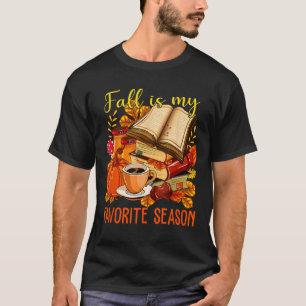 Autumn Vibes Book Lover Leaves Women Fall My Favou T-Shirt