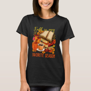 Autumn Vibes Book Lover Leaves Women Fall My Favou T-Shirt