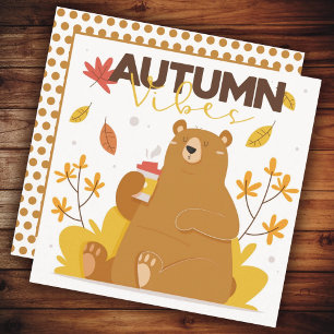 Autumn Vibes Coffee Bear Thank You Card