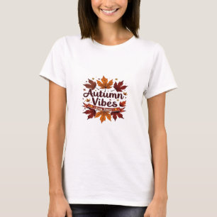 Autumn Vibes Cosy Fall Leaves Design T-Shirt