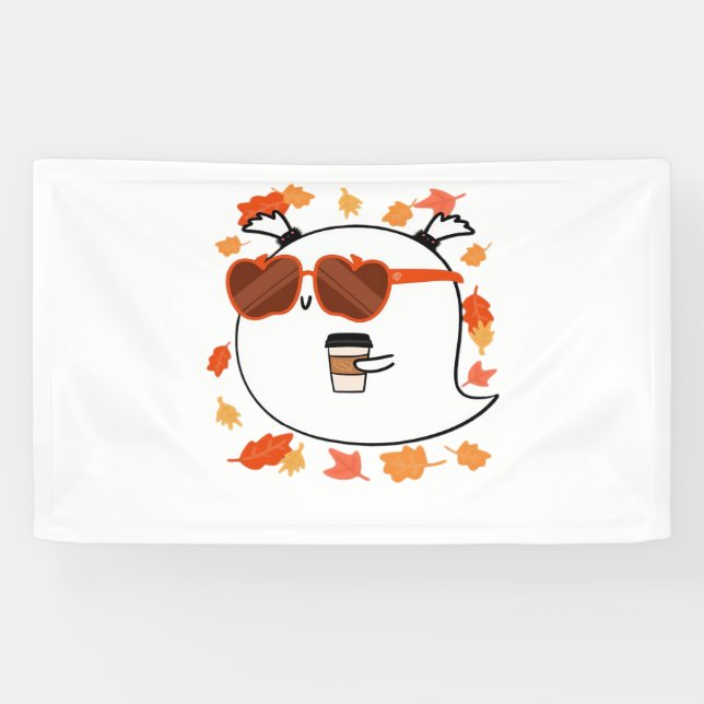 Autumn Vibes Cute Ghost Classic T-Shirt Banner (Horizontal)