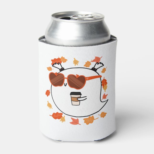 Autumn Vibes Cute Ghost Classic T-Shirt Can Cooler (Can Front)