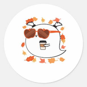 Autumn Vibes Cute Ghost Classic T-Shirt Classic Round Sticker