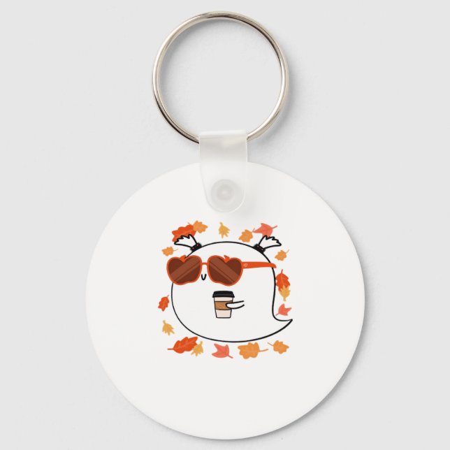 Autumn Vibes Cute Ghost Classic T-Shirt Key Ring (Front)