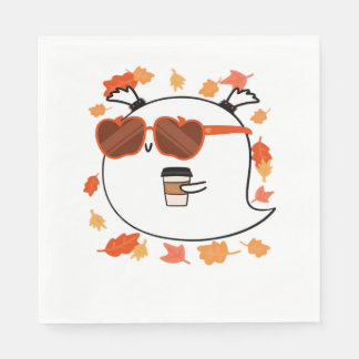 Autumn Vibes Cute Ghost Classic T-Shirt Napkin