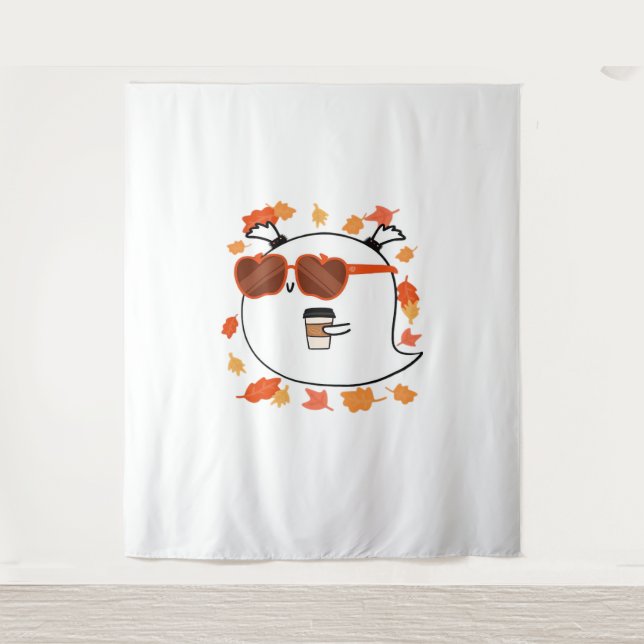 Autumn Vibes Cute Ghost Classic T-Shirt Tapestry (Front)