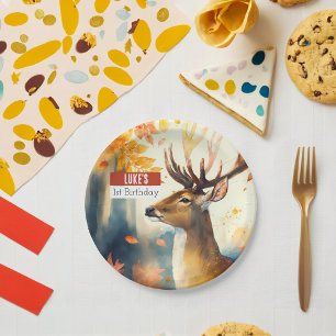 Autumn vibes Deer -  Birthday Party - Paper Plate